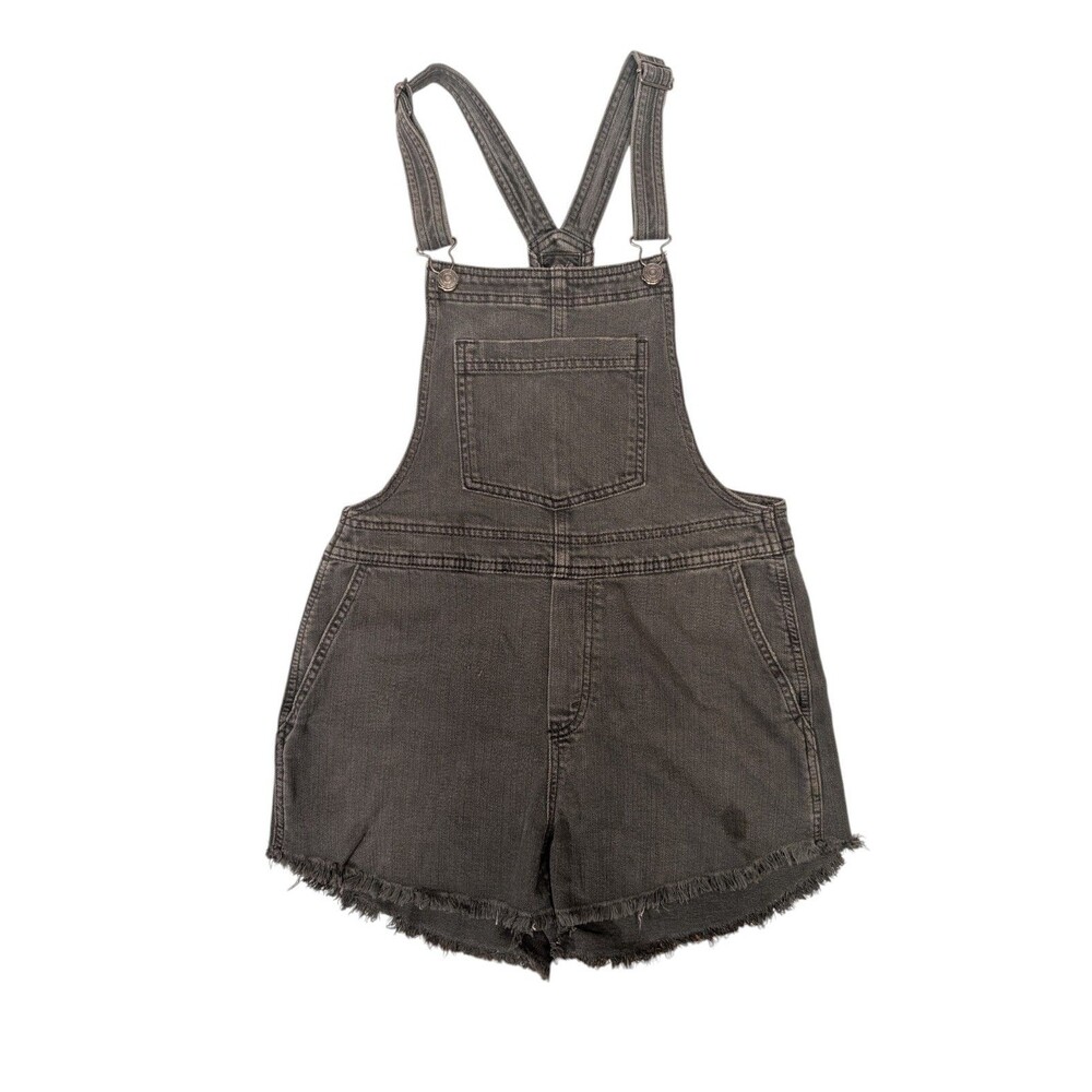 Aerie Overalls Shortalls Shorts Raw Hem Denim Dark Gray Women’s Size XXS